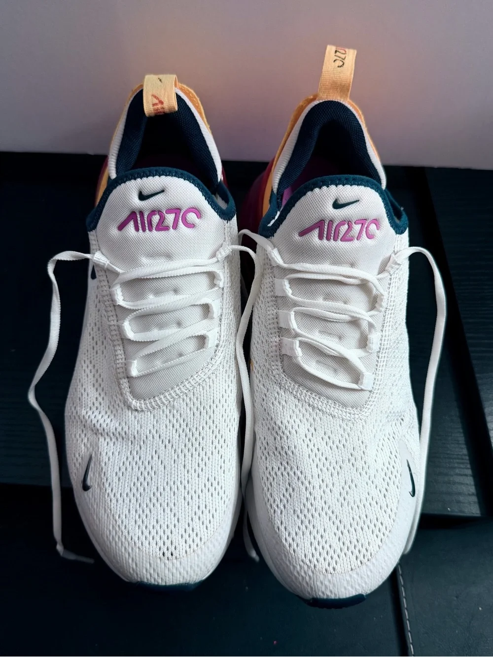 Nike Air270 White Sneakers with Purple Accents